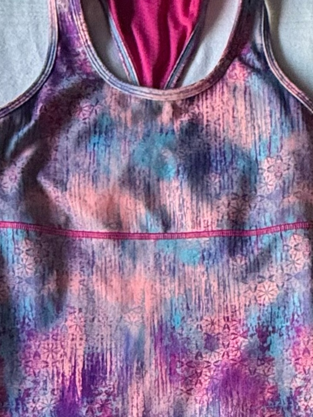 Ivivva Pink Purple Blue Tie-Dye Racerback Athletic Top size 12 - Picture 2 of 7